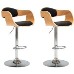 Vidaxl - chaises de bar lot de 2 noir bois courb et similicuir