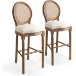 Chaises de bar 2 pcs blanc lin 2 Chaises de bar 2 pcs blanc lin 2