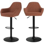 Rendez - vous dco - lot de 2 chaises de bar effet laine bouclette rouge brique 63 / 83 cm - adam