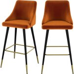 Rendez - vous déco - lot de 2 chaises de bar en velours orange 77. 5 cm - aristote Rendez - vous déco - lot de 2 chaises de bar en velours orange 77. 5 cm - aristote