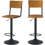 Rendez - vous dco - lot de 2 chaises de bar rglables 60 / 80 cm en bois fonc - clem