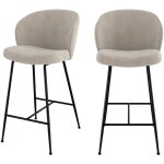 Rendez - vous d�co ? lot de 2 chaises �lot central 66 cm ? tissu boucl� beige ? pieds m�tal robustes ...