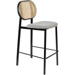 Zuiver - chaise de bar h65 cm en tissu gris et rotin - spike
