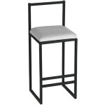 Chaise de bar koumo h80cm m�tal noir et velours blanc cr�me