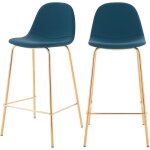 Lot de 2 chaises pour lot central 65 cm en cuir synthtique bleu - henrik