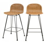 Rendez - vous dco - lot de 2 chaises de bar mi - hauteur 63 cm en rsine tresse marron - jigani
