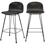 Rendez - vous dco - lot de 2 chaises de bar mi - hauteur 63 cm en rsine tresse noire - jigani
