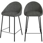 Rendez - vous d�co - lot de 2 chaises pour �lot central 65 cm en tissu bouclette gris - misty