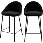 Rendez - vous d�co - lot de 2 chaises pour �lot central 65 cm en velours noir - misty