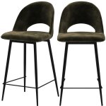 Lot de 2 chaises pour �lot central 65 cm en velours vert - p�n�lope