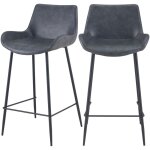 Rendez - vous d�co - lot de 2 chaises pour �lot central 65 cm en synth�tique gris / noir - pirata