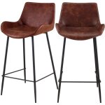 Rendez - vous d�co - lot de 2 chaises pour �lot central 65 cm en cuir synth�tique marron - pirata