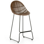Les tendances - chaise de bar osier naturel et métal noir Les tendances - chaise de bar osier naturel et métal noir