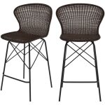 Lot de 2 chaises pour lot central 63 cm en rsine tresse marron - palma