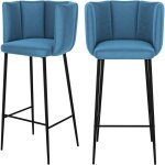 Rendez - vous d�co - lot de 2 chaises de bar en velours bleu 75 cm - rosy