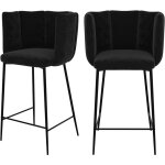 Rendez - vous d�co ? lot de 2 chaises de bar 67 cm en velours noir ? assise confortable et dossier ergonomique ...