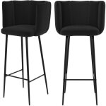 Rendez - vous d�co - lot de 2 chaises de bar en velours noir 75 cm - rosy