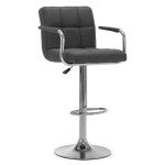 Chaise de bar tissu gris foncé et pied métal chromé nexur Chaise de bar tissu gris foncé et pied métal chromé nexur