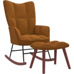 Bonnevie - chaise  bascule / fauteuil  bascule, grand confort avec repose - pied marron velours - fr75931 ...