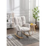 Okwish - fauteuil � bascule, rocking chair avec rev�tement capitonn� et assise rembourr�e, pour salon ...