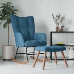 Chaise � bascule avec repose - pied bleu velours