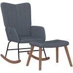 Chaise � bascule avec repose - pied gris fonc� velours