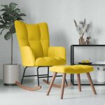 Chaise � bascule avec repose - pied jaune moutarde velours