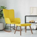 Chaise  bascule avec repose - pied jaune moutarde velours vidaxl