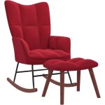 Chaise  bascule avec repose - pied rouge bordeaux velours