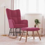 Chaise � bascule avec repose - pied rouge bordeaux velours