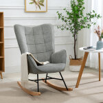 Meubles cosy - fauteuil � bascule scandinave chaise longue de loisirs, tapiss� en tissu, pieds en forme ...