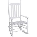 Chaise � bascule avec si�ge incurv� blanc bois