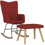 Les tendances - chaise  bascule avec tabouret rouge bordeaux tissu vidaxl