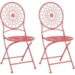 Beliani - chaises de bistrot en métal rouge ajouré pliantes pour balcon ou terrasse scario Beliani - chaises de bistrot en métal rouge ajouré pliantes pour balcon ou terrasse scario