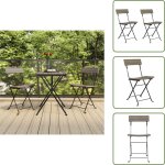 Chaises de bistrot pliantes lot de 2 gris r�sine tress�e acier - chaise bistro - chaise pliante - mobilier ...