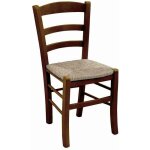 Chaise en bois avec assise rustique en paille de noyer foncé Chaise en bois avec assise rustique en paille de noyer foncé