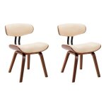 Chaise en bois marron et simili cuir beige pride - lot de 2 Chaise en bois marron et simili cuir beige pride - lot de 2