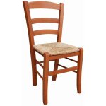 Chaise paesana en bois couleur cerisier avec assise en paille naturelle tressée Chaise paesana en bois couleur cerisier avec assise en paille naturelle tressée