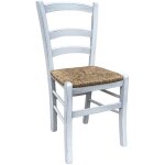 Chaise en bois venezia antique blanche avec assise en paille des marais Chaise en bois venezia antique blanche avec assise en paille des marais