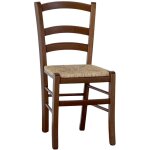 Okaffarefatto - chaise en bois v�nitien noyer fonc� avec assise en paille