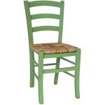 Chaise de salle à manger venezia en bois peint vert avec assise en paille de riz Chaise de salle à manger venezia en bois peint vert avec assise en paille de riz