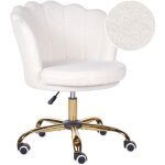 Beliani - chaise de bureau blanche en boucle glamour fauteuil coquillage pivotant monticello ii