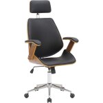 Clp - fauteuil de bureau chicago en similicuir avec coque d'assise en bois noyer / noir