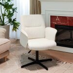 Meubles cosy - chaise de bureau ergonomique en tissu �ponge blanc, fauteuil, hauteur r�glable, pivotante ...