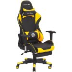 Beliani - chaise de bureau fauteuil design gamer revtement en cuir pu noir et jaune rglable en hauteur ...