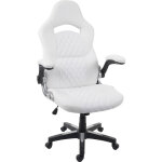 Chaise de bureau hhg - 571 chaise pivotante, fauteuil directorial, similicuir, blanc