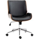 Vinsetto - chaise de bureau manager design vintage pivotante hauteur rglable bois peuplier acier chrom ...