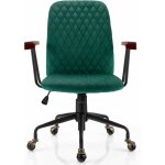 Goplus - chaise de bureau rotative  360 rtro avec accoudoirs, fauteuil vintage rglable en hauteur, ...