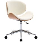 Sweeek - chaise de bureau � roulettes bois courb� avec placage effet ch�ne et assise blanche