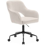 Sweeek - chaise de bureau  roulettes bouclettes blanche. jim. l 60 x p 62 x h 89 / 99cm.